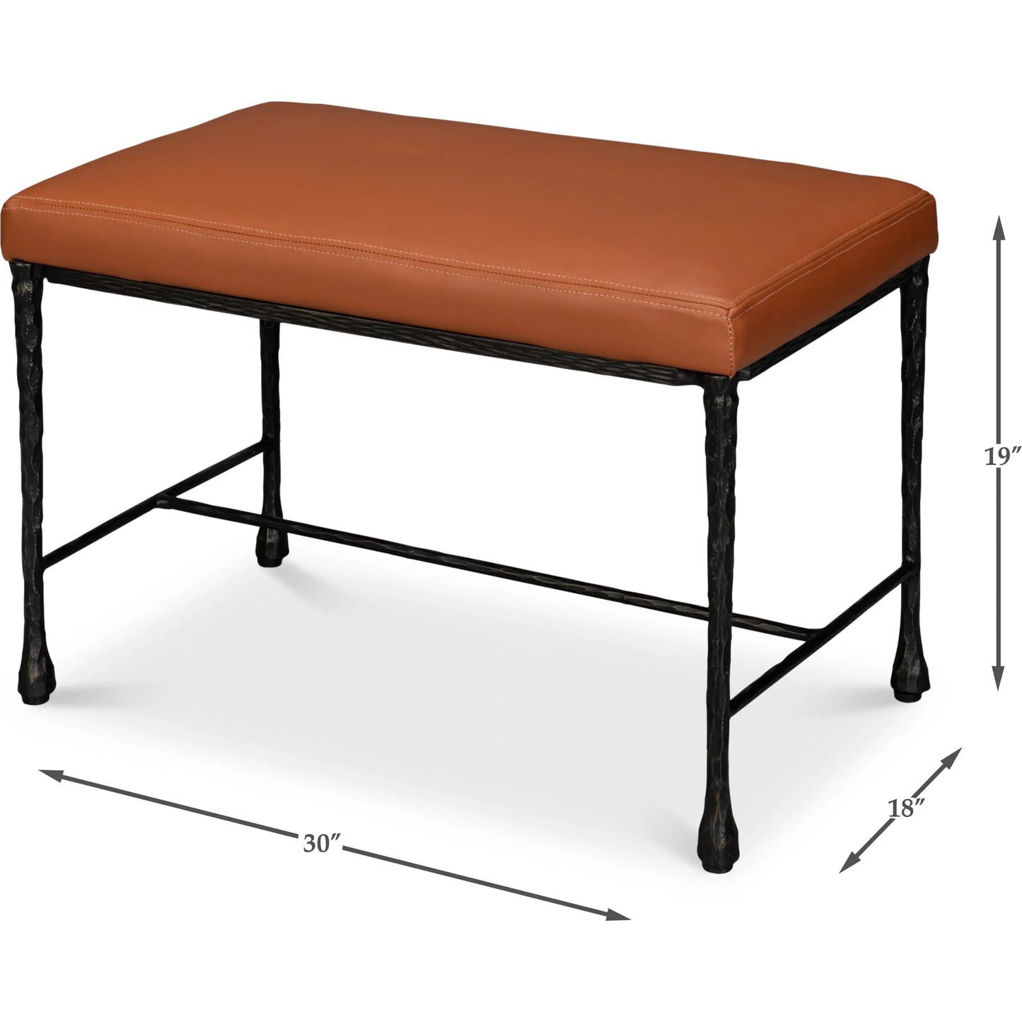 007 SI-2262540 | Additional Silo | Kings Road Leather Bench by Sarreid Ltd. in brown and iron, leather, cow leather. Made from unique in a traditional style.