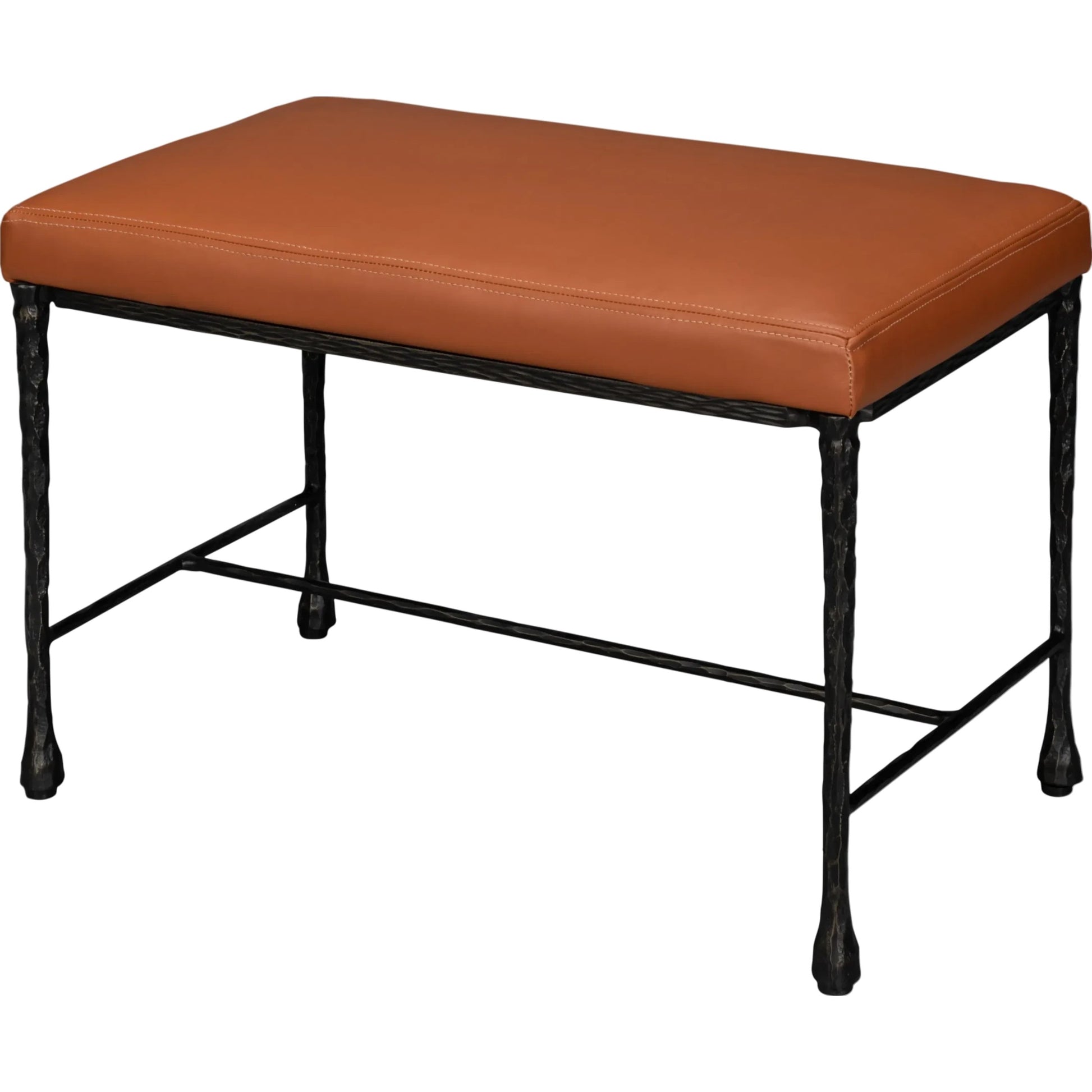 Kings Road Leather Bench by Sarreid Ltd. in brown and iron, leather, cow leather. Made from unique in a traditional style.