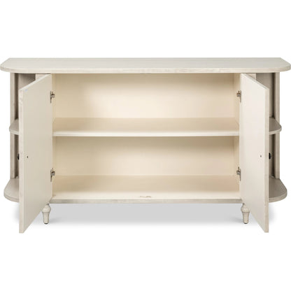 Charity Sideboard by Sarreid Ltd. in covet white. Made from tulip wood in a unique style.