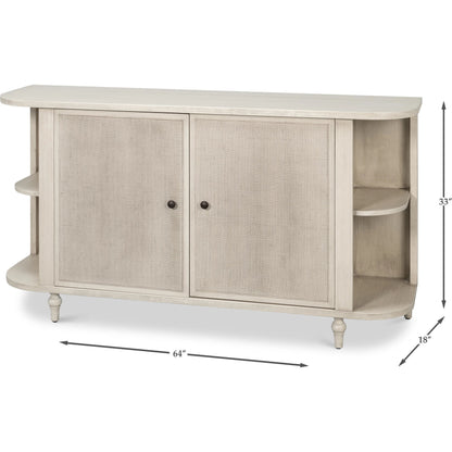 Charity Sideboard by Sarreid Ltd. in covet white. Made from tulip wood in a unique style.