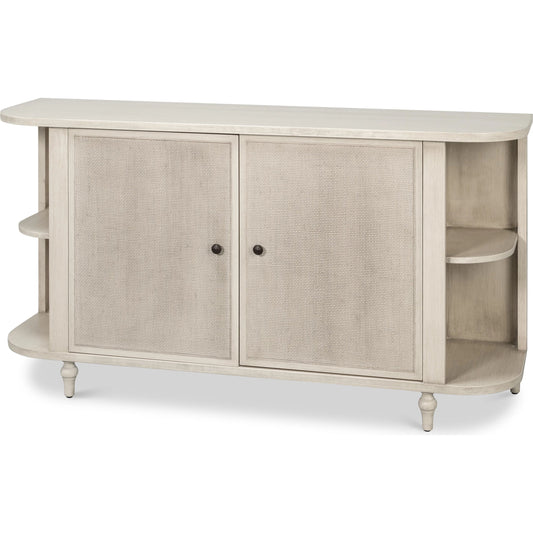 Charity Sideboard by Sarreid Ltd. in covet white. Made from tulip wood in a unique style.