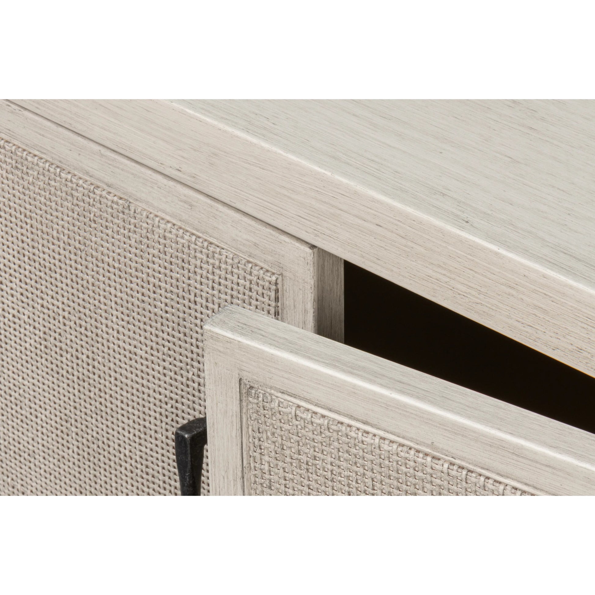 Charity Two Door Sideboard by Sarreid Ltd. in covet white. Made from tulip wood in a unique style.