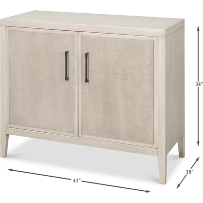 Charity Two Door Sideboard by Sarreid Ltd. in covet white. Made from tulip wood in a unique style.