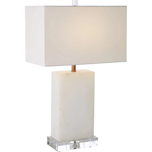 Alabaster Rectangular Table Lamp by Global Views in alabaster and brass. Made from unique in a modern style.