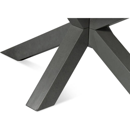 Eich Dining Table by Sarreid Ltd. in stone grey. Made from tulip wood, tanganika walnut veneer in a unique style.