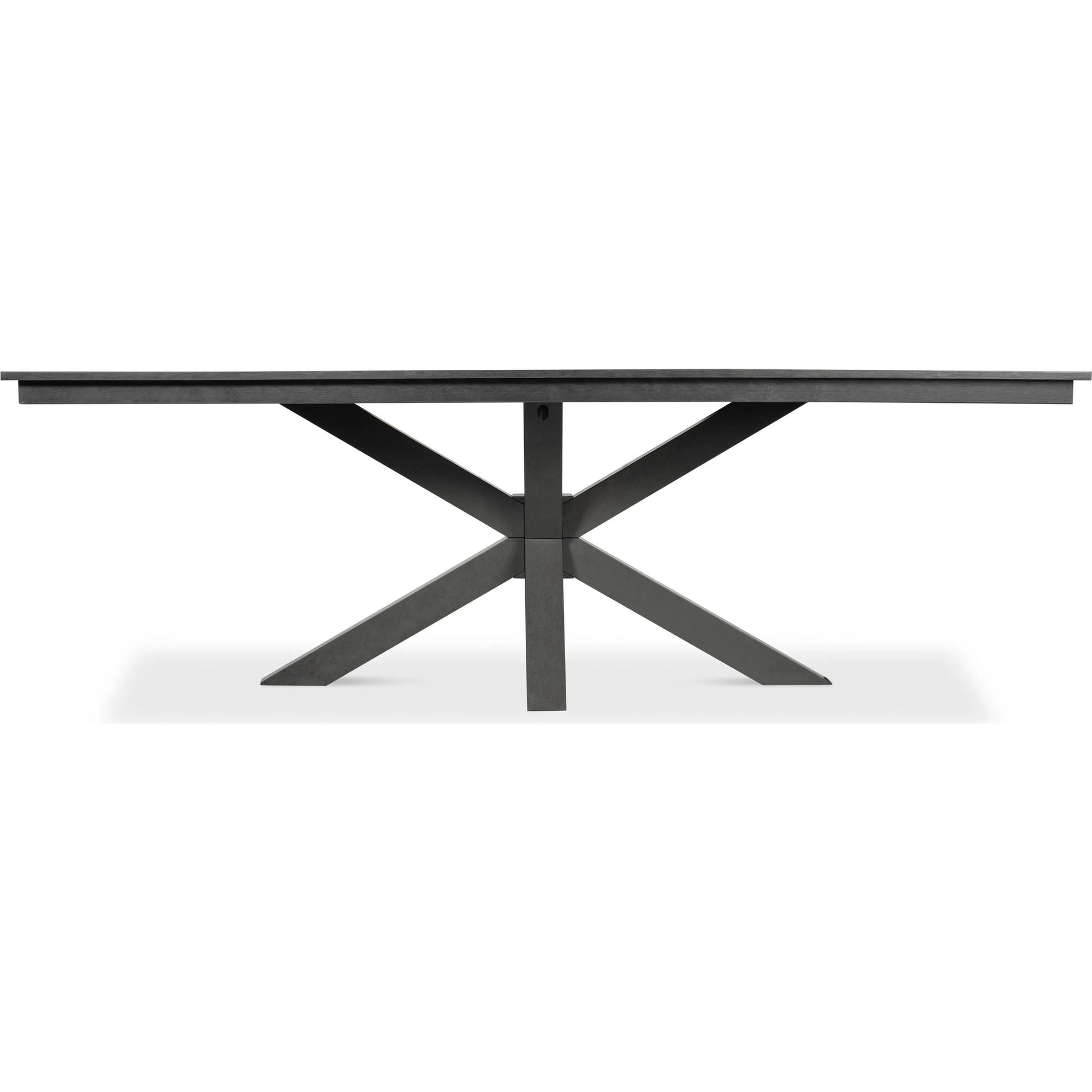 Eich Dining Table by Sarreid Ltd. in stone grey. Made from tulip wood, tanganika walnut veneer in a unique style.