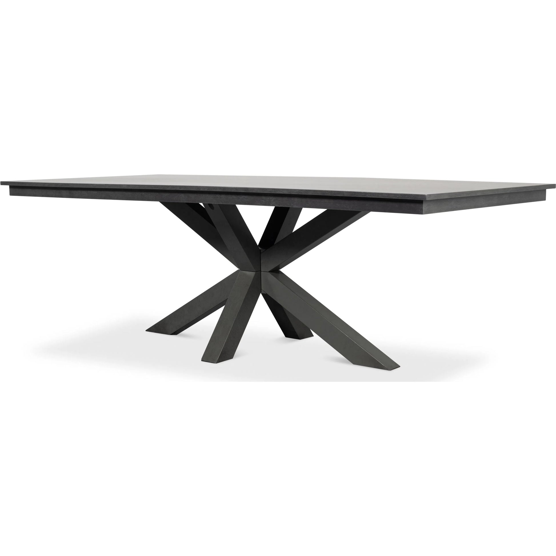 Eich Dining Table by Sarreid Ltd. in stone grey. Made from tulip wood, tanganika walnut veneer in a unique style.