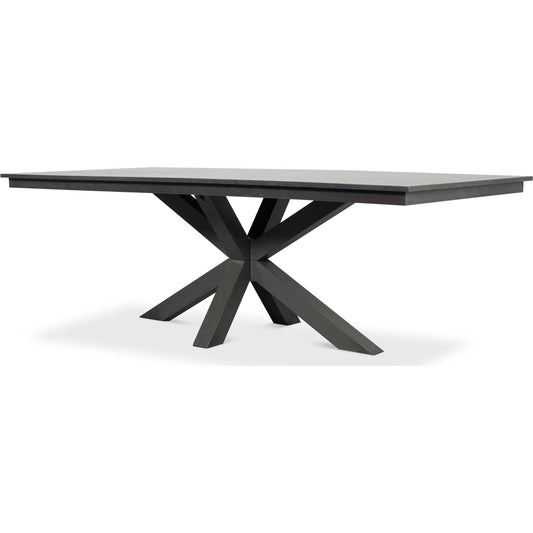 Eich Dining Table by Sarreid Ltd. in stone grey. Made from tulip wood, tanganika walnut veneer in a unique style.