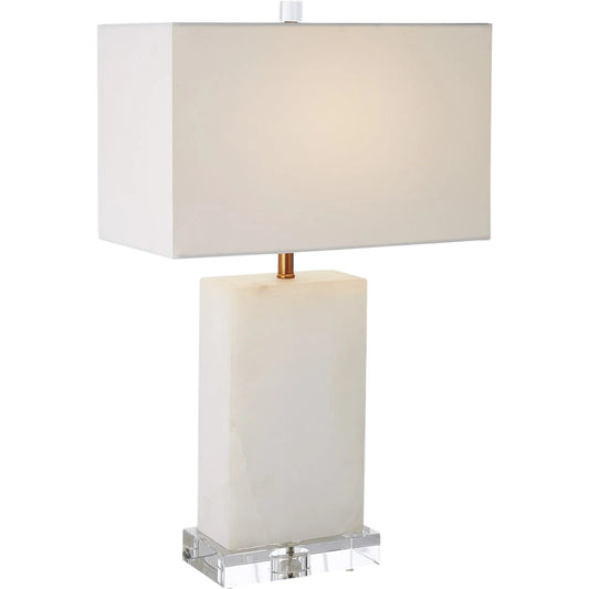 Alabaster Rectangular Table Lamp by Global Views in alabaster and brass. Made from unique in a unique style.
