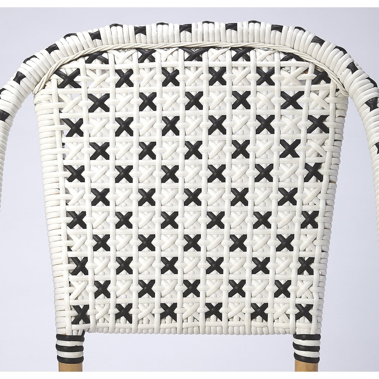 009 SR-770515 | Closeup | Tenor Dining Chair by Butler Specialty Company in white. Made from 60%-pe plastic weave, 40%-rattan in a coastal style.