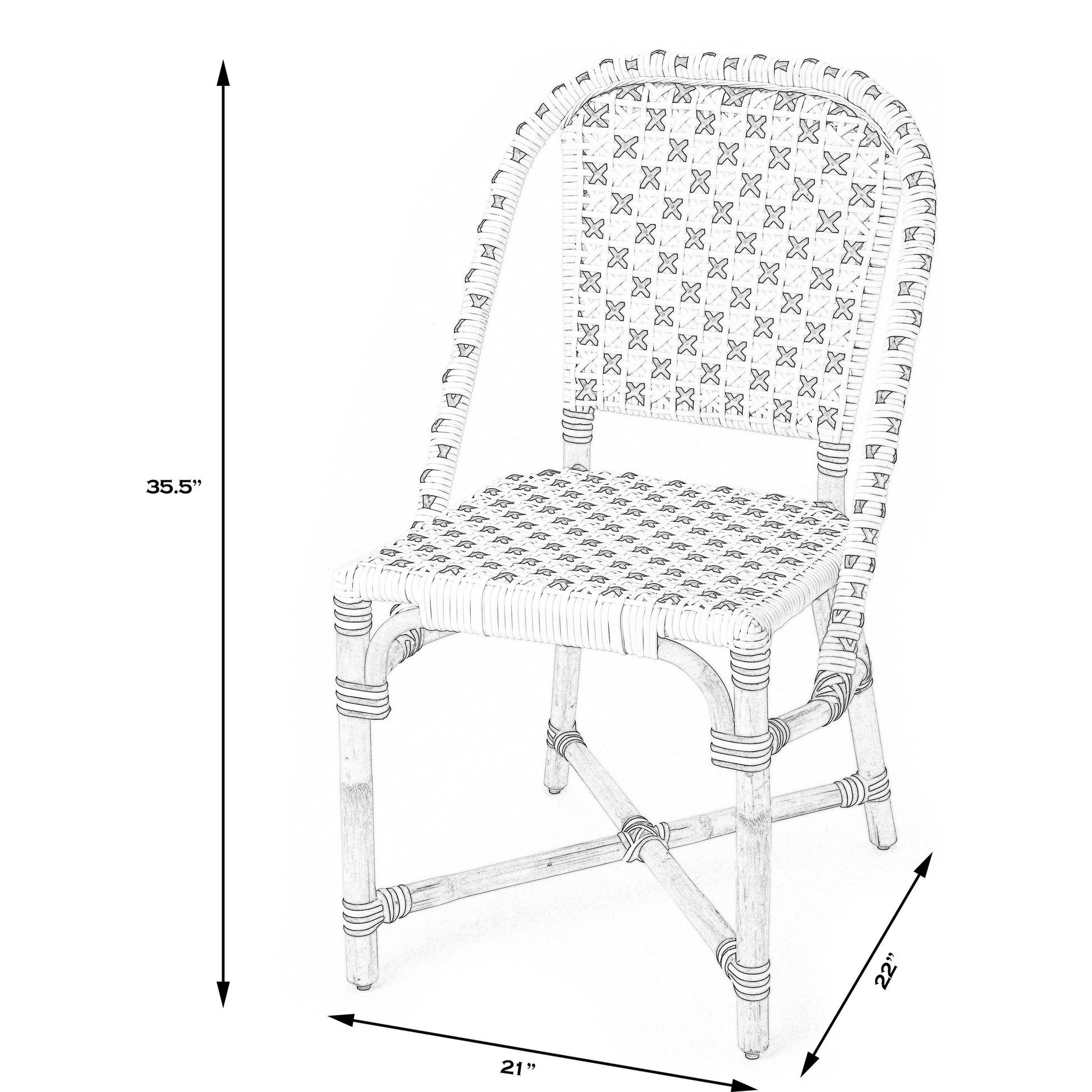 Tenor Dining Chair by Butler Specialty Company in white. Made from 60%-pe plastic weave, 40%-rattan in a coastal style.
