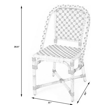 Tenor Dining Chair by Butler Specialty Company in white. Made from 60%-pe plastic weave, 40%-rattan in a coastal style.