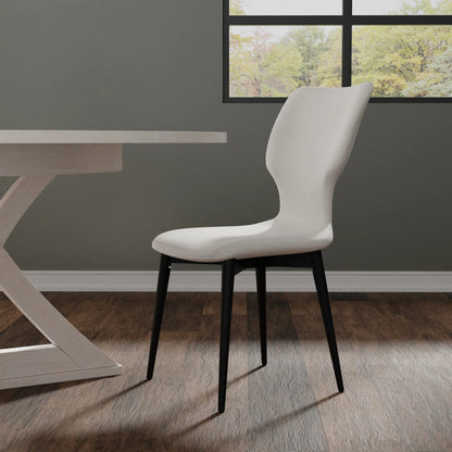 Contour Side Chair by Sarreid Ltd. in ivory. Made from beechwood, plywood in a unique style.