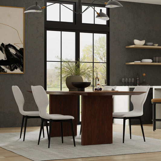 Contour Side Chair by Sarreid Ltd. in ivory. Made from beechwood, plywood in a unique style.