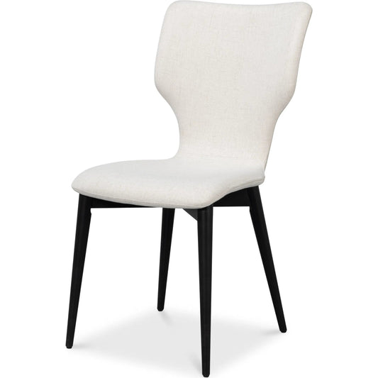 Contour Side Chair by Sarreid Ltd. in ivory. Made from beechwood, plywood in a unique style.