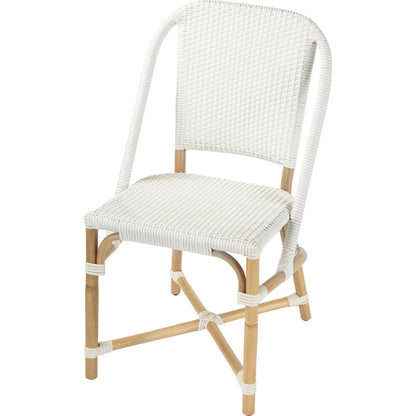 Tenor Dining Chair by Butler Specialty Company in white. Made from 60%-pe plastic weave, 40%-rattan in a coastal style.