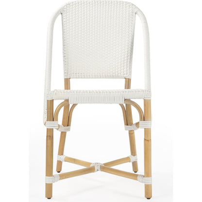 Tenor Dining Chair by Butler Specialty Company in white. Made from 60%-pe plastic weave, 40%-rattan in a coastal style.