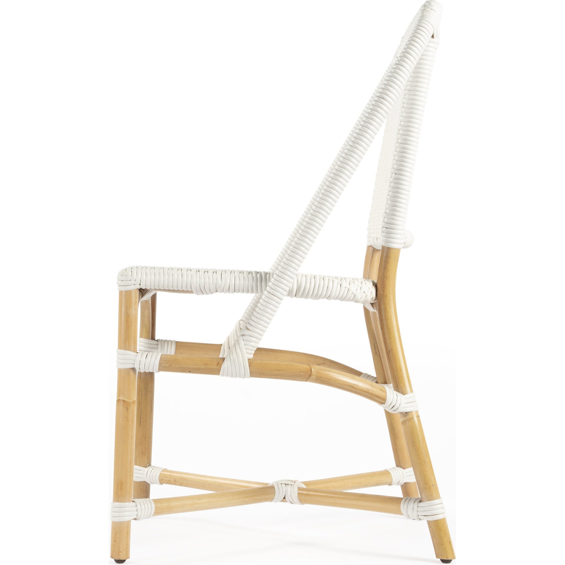 Tenor Dining Chair by Butler Specialty Company in white. Made from 60%-pe plastic weave, 40%-rattan in a coastal style.