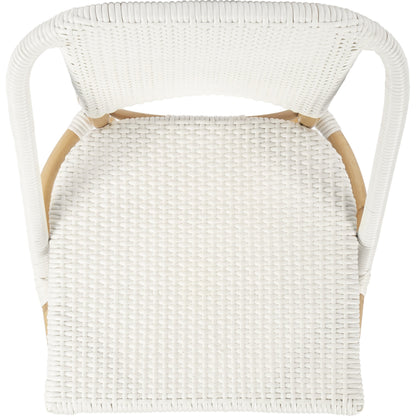 Tenor Dining Chair by Butler Specialty Company in white. Made from 60%-pe plastic weave, 40%-rattan in a coastal style.