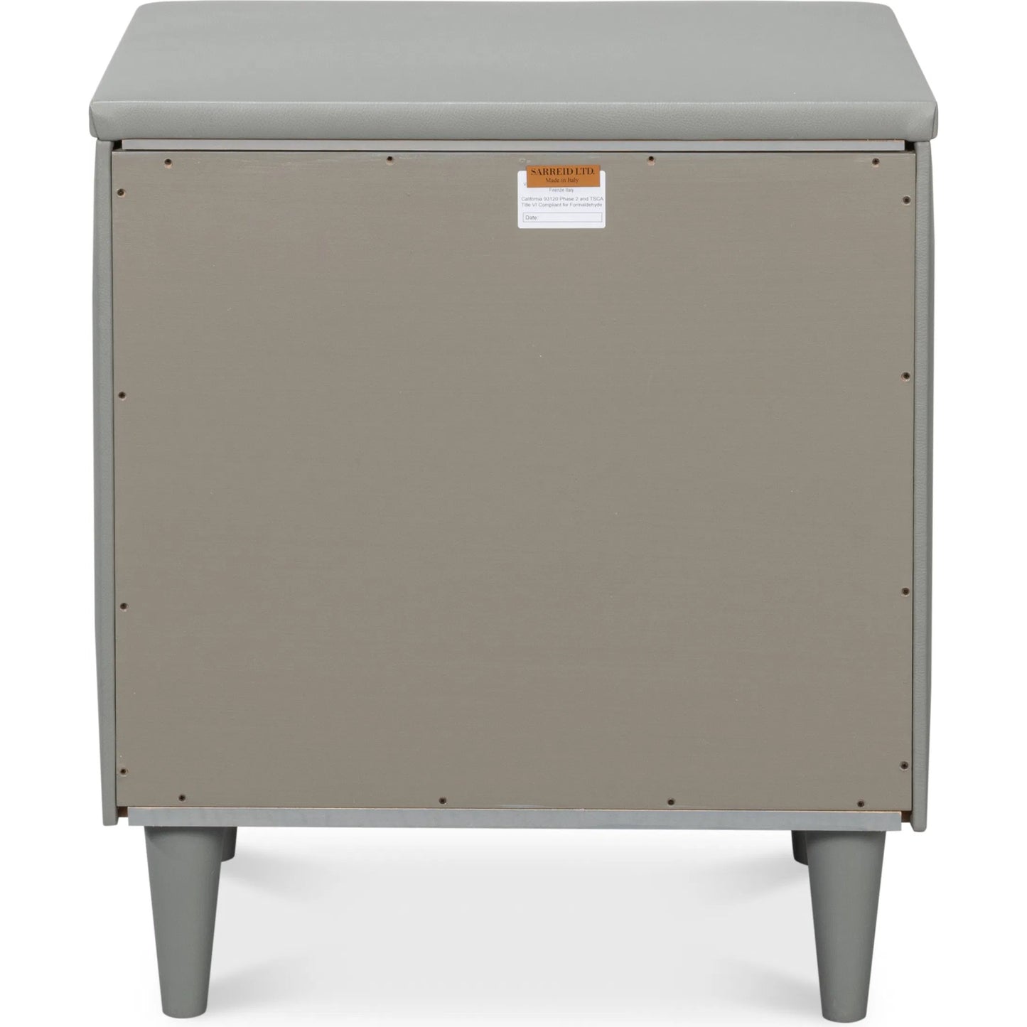 012 SI-2238547 | Additional Silo | Avvolto Three Drawer Night Stand by Sarreid Ltd. in grey. Made from wood, ecoleather in a unique style.