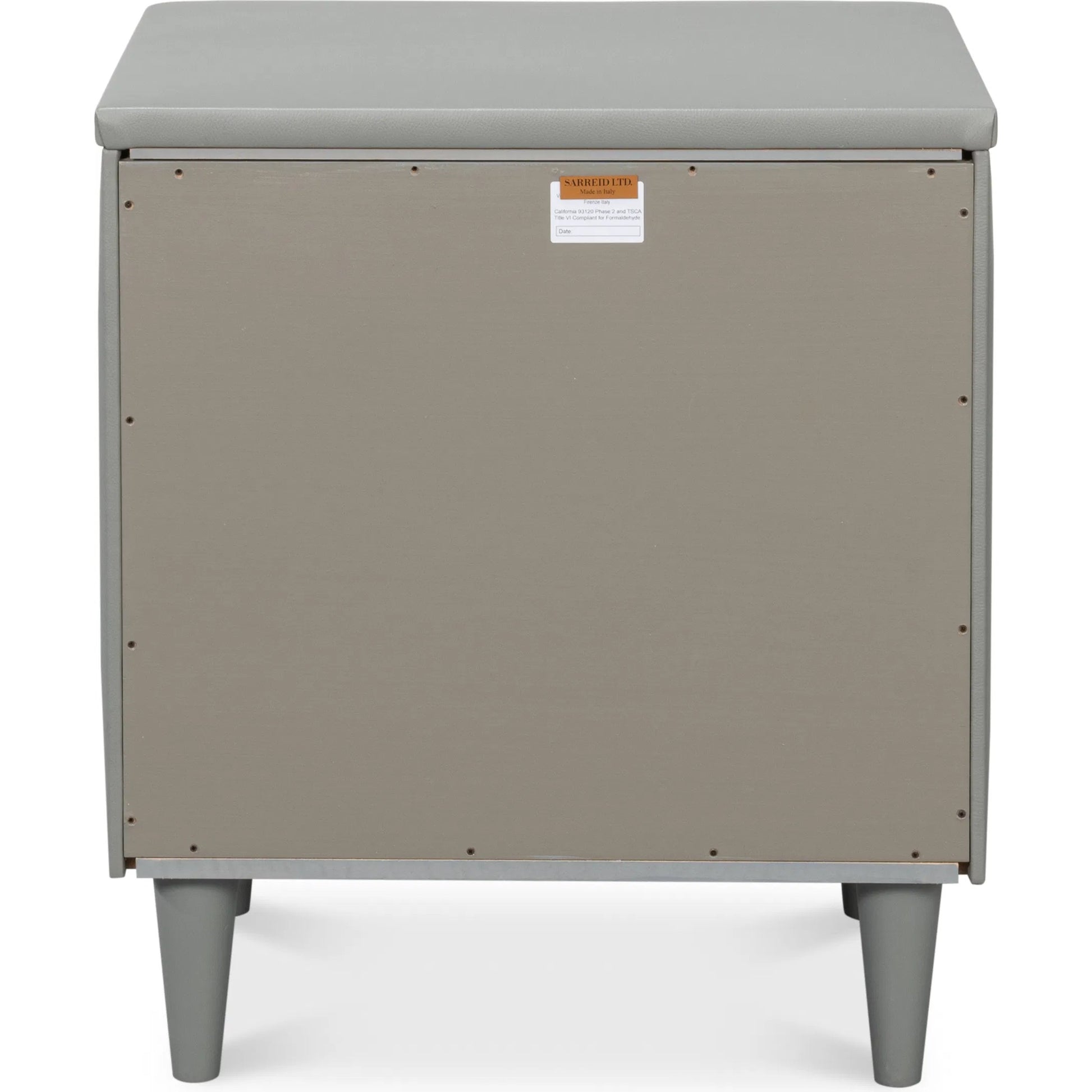 Avvolto Three Drawer Night Stand by Sarreid Ltd. in grey. Made from wood, ecoleather in a unique style.