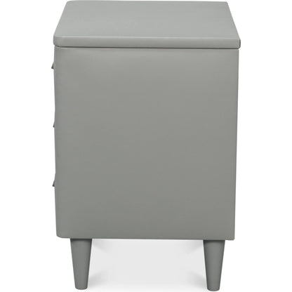Avvolto Three Drawer Night Stand by Sarreid Ltd. in grey. Made from wood, ecoleather in a unique style.