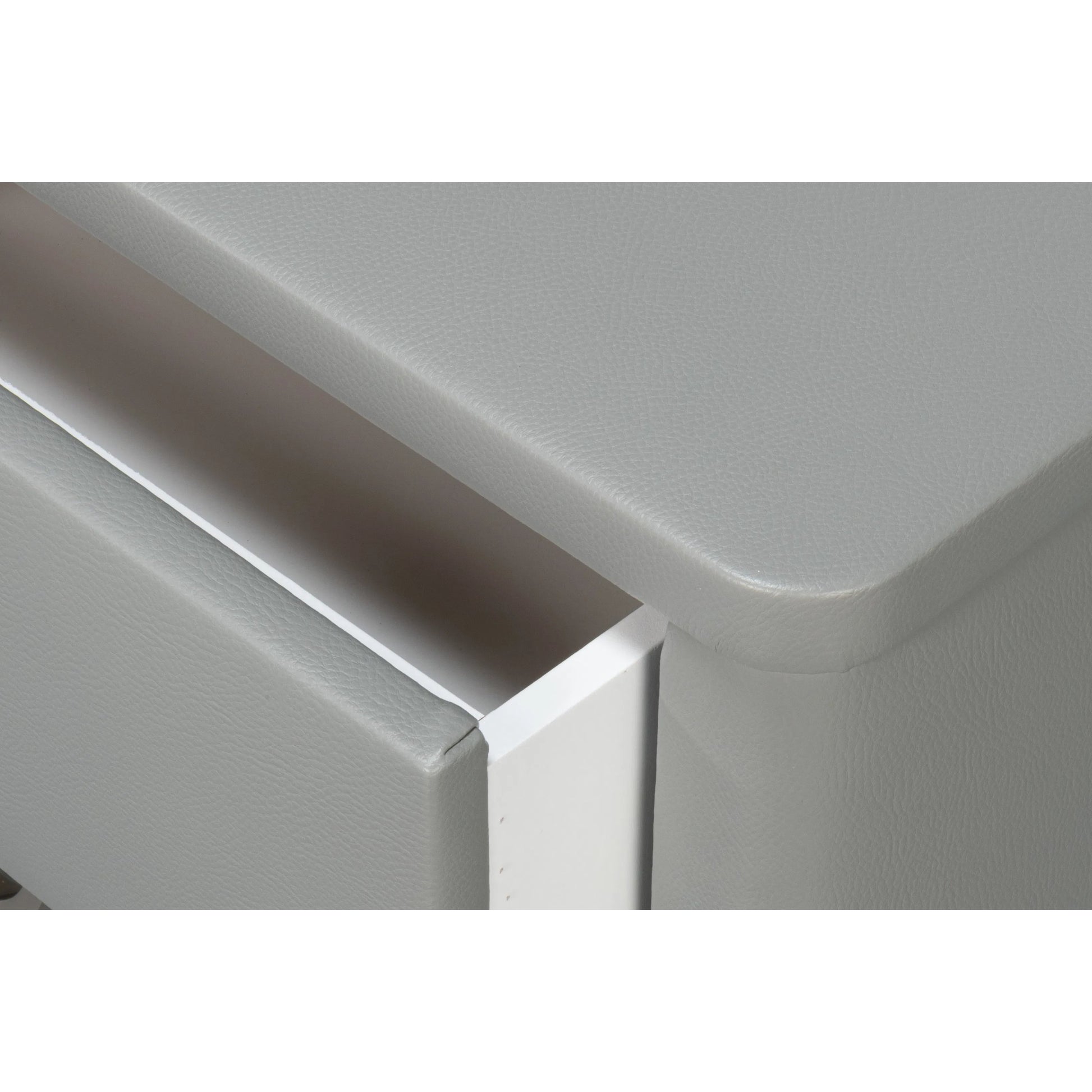 Avvolto Three Drawer Night Stand by Sarreid Ltd. in grey. Made from wood, ecoleather in a unique style.
