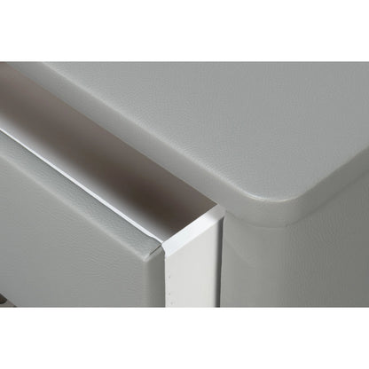 Avvolto Three Drawer Night Stand by Sarreid Ltd. in grey. Made from wood, ecoleather in a unique style.