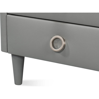 Avvolto Three Drawer Night Stand by Sarreid Ltd. in grey. Made from wood, ecoleather in a unique style.