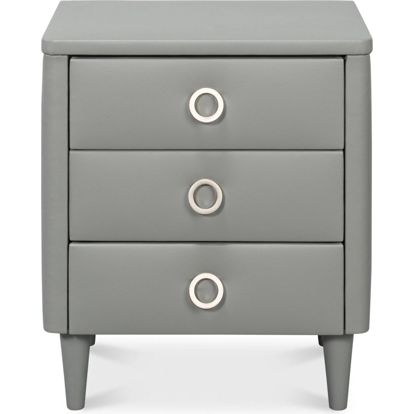 003 SI-2238547 | Additional Silo | Avvolto Three Drawer Night Stand by Sarreid Ltd. in grey. Made from wood, ecoleather in a unique style.