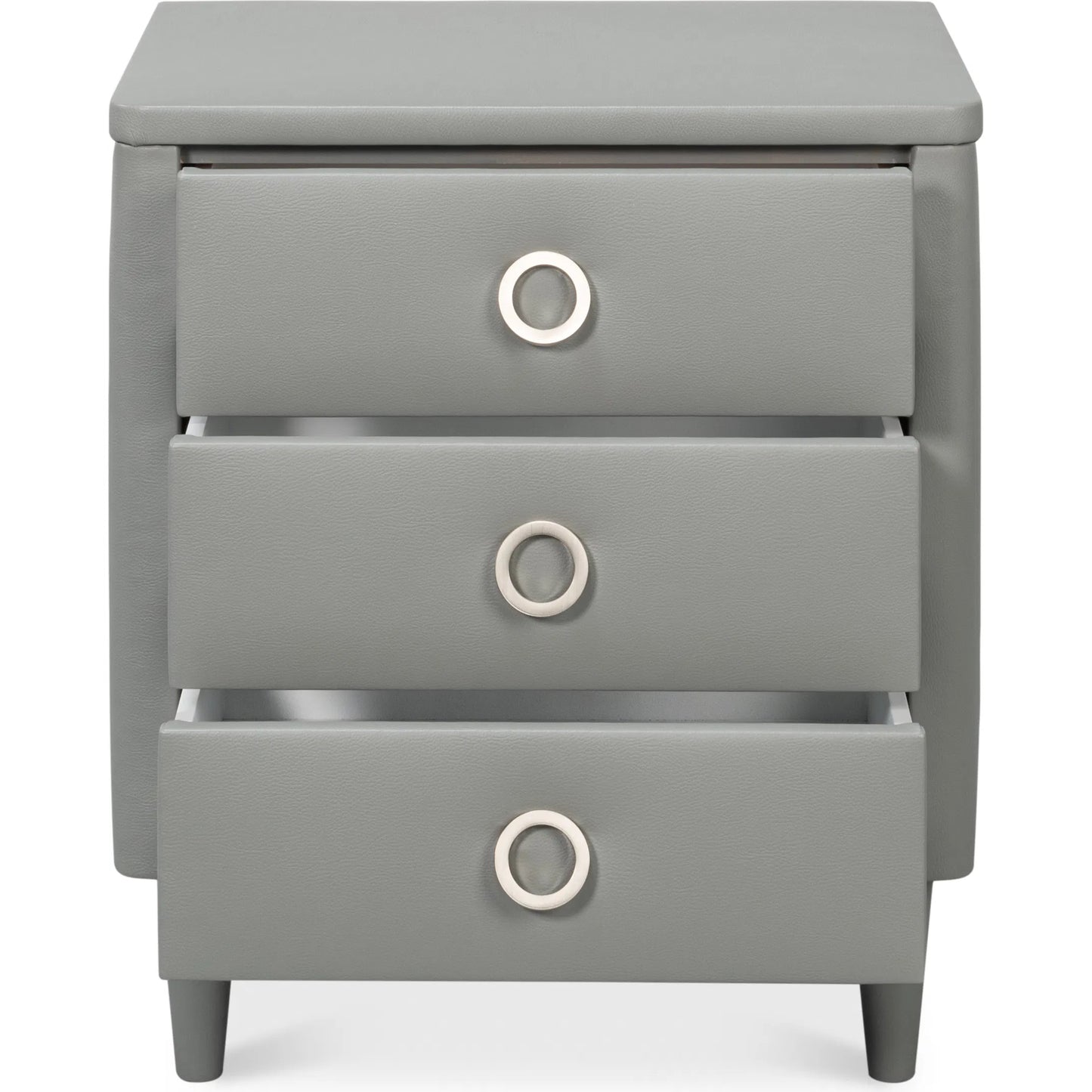 006 SI-2238547 | Additional Silo | Avvolto Three Drawer Night Stand by Sarreid Ltd. in grey. Made from wood, ecoleather in a unique style.