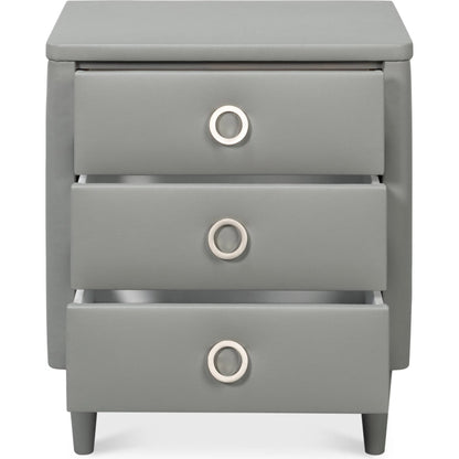 Avvolto Three Drawer Night Stand by Sarreid Ltd. in grey. Made from wood, ecoleather in a unique style.