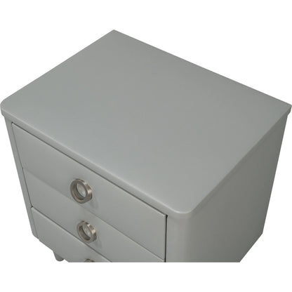 Avvolto Three Drawer Night Stand by Sarreid Ltd. in grey. Made from wood, ecoleather in a unique style.
