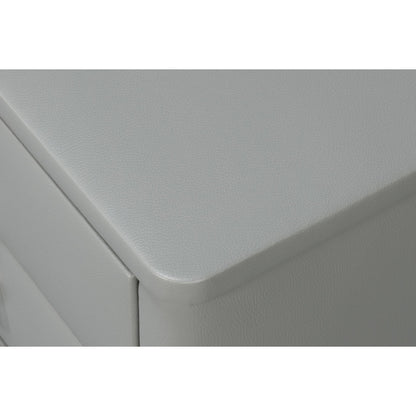 Avvolto Three Drawer Night Stand by Sarreid Ltd. in grey. Made from wood, ecoleather in a unique style.