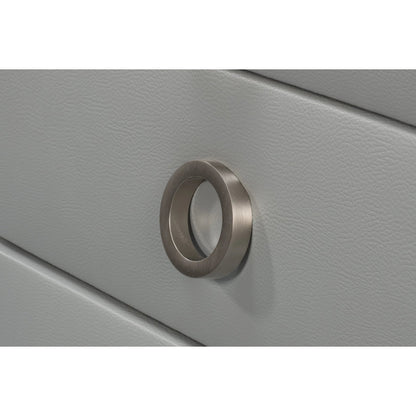 Avvolto Three Drawer Night Stand by Sarreid Ltd. in grey. Made from wood, ecoleather in a unique style.