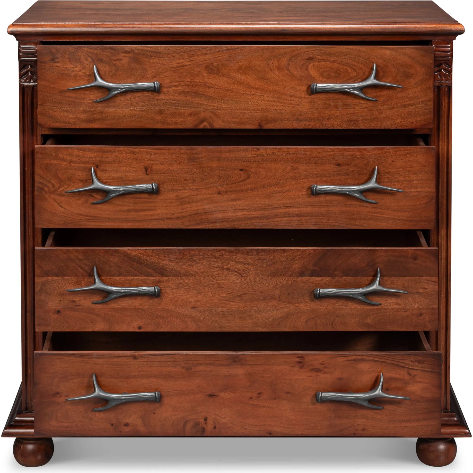 Redford Chest of Drawer by Sarreid Ltd. in brown. Made from acacia wood in a unique style.
