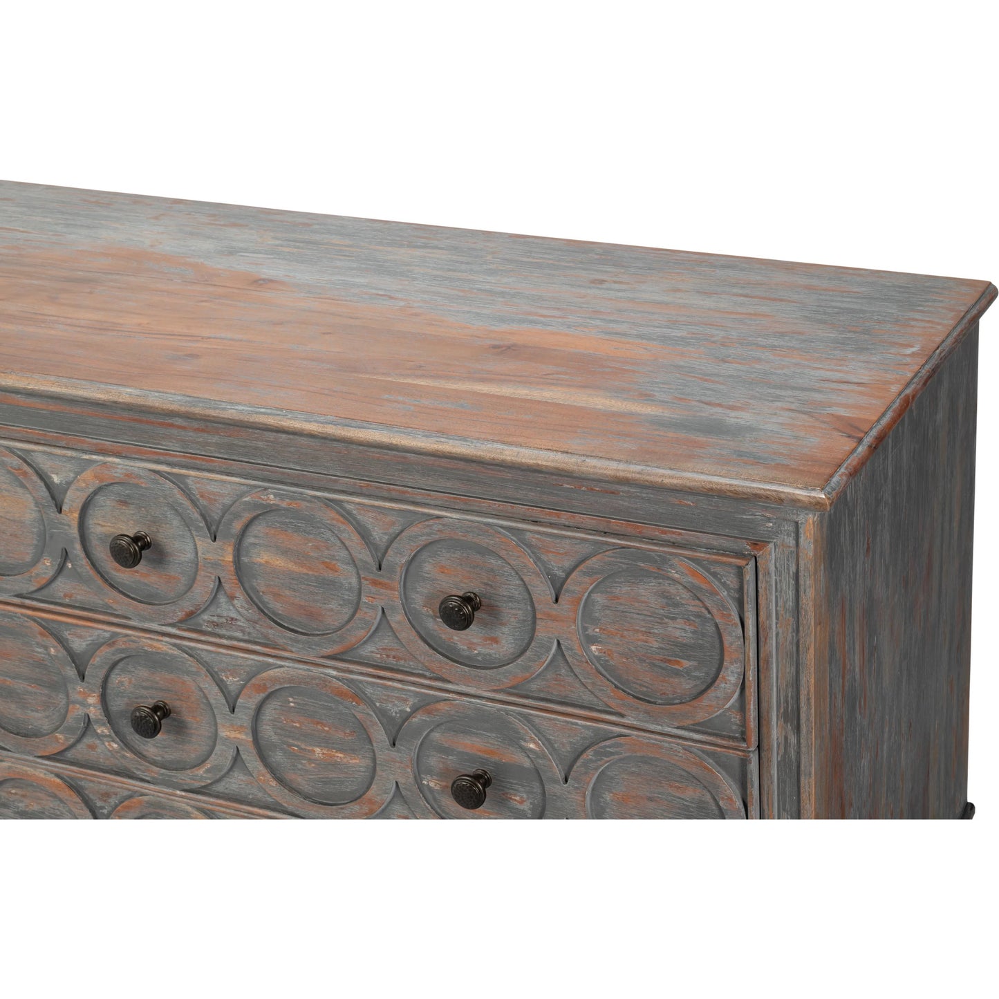 007 SI-2531069 | Closeup | La Cercle Sideboard by Sarreid Ltd. in black and 6 drawers. Made from unique in a unique style.