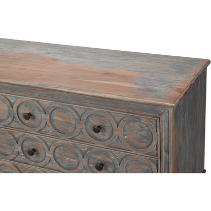 La Cercle Sideboard by Sarreid Ltd. in black and 6 drawers. Made from unique in a unique style.
