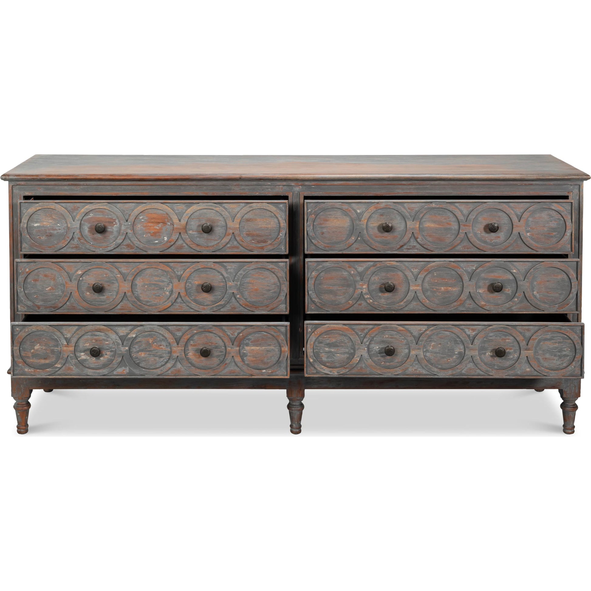 La Cercle Sideboard by Sarreid Ltd. in black and 6 drawers. Made from unique in a unique style.