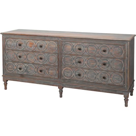 La Cercle Sideboard by Sarreid Ltd. in black and 6 drawers. Made from unique in a unique style.