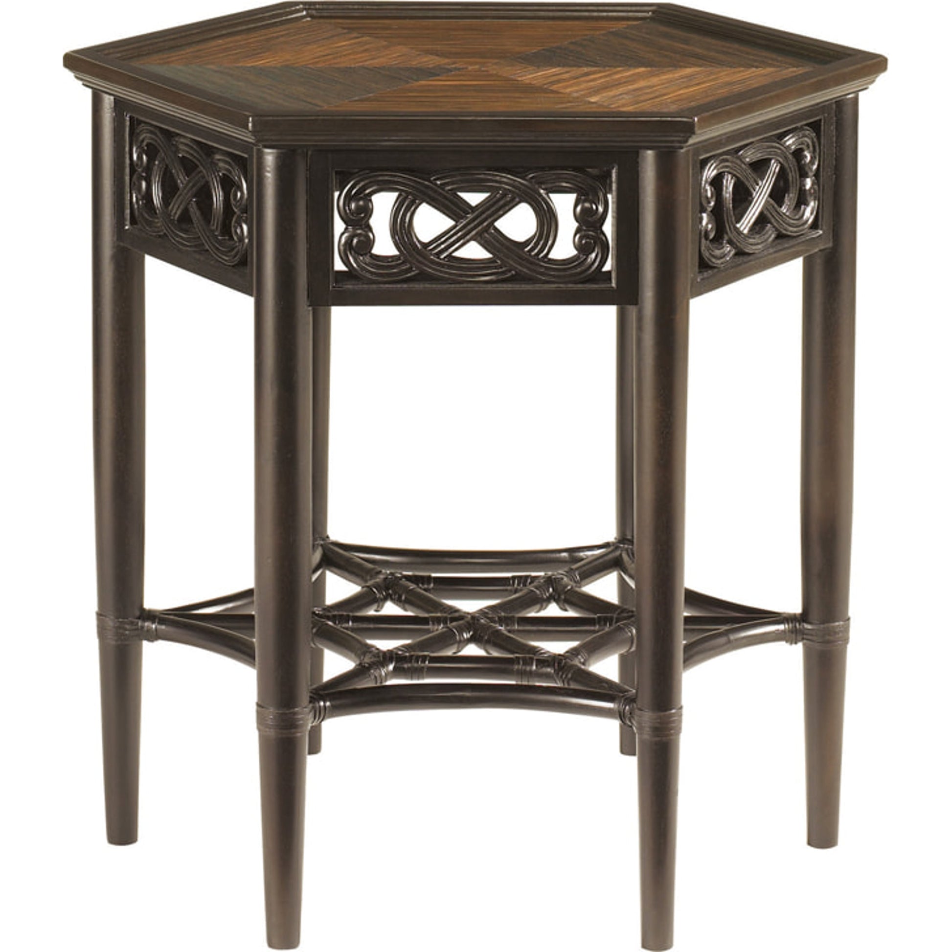 Sugar and Lace Dining Table by Tommy Bahama Home in ribbon stripe mahogany. Made from unique in a transitional style.