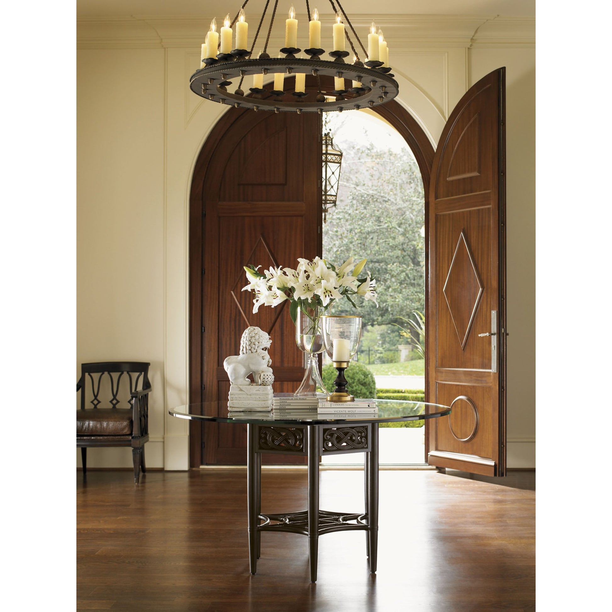 Sugar and Lace Dining Table by Tommy Bahama Home in ribbon stripe mahogany. Made from unique in a transitional style.