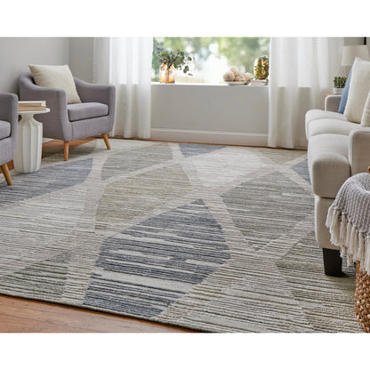 Elias Diamond Rug - ELS69FWF by Feizy in ivory, blue, brown. Made from viscose, wool in a unique style.