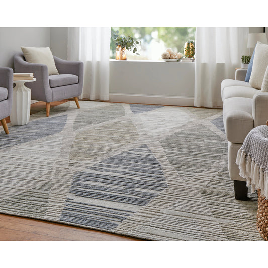 Elias Diamond Rug - ELS69FWF by Feizy in ivory, blue, brown. Made from viscose, wool in a unique style.