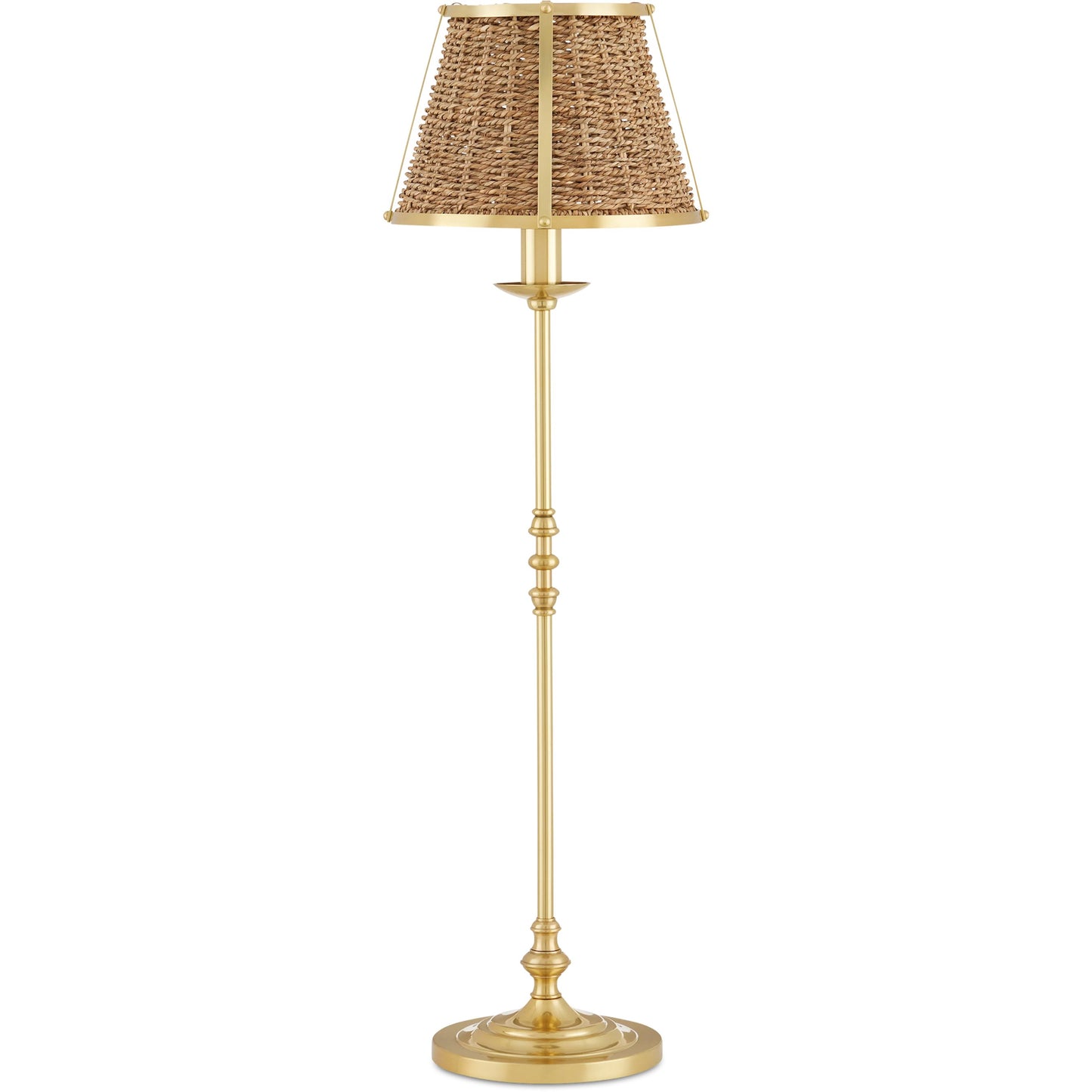 006 SI-2133904 | Additional Silo | Deauville Table Lamp by Currey and Company in polished brass, natural. Made from metal, seagrass in a cottage & farmhouse style.