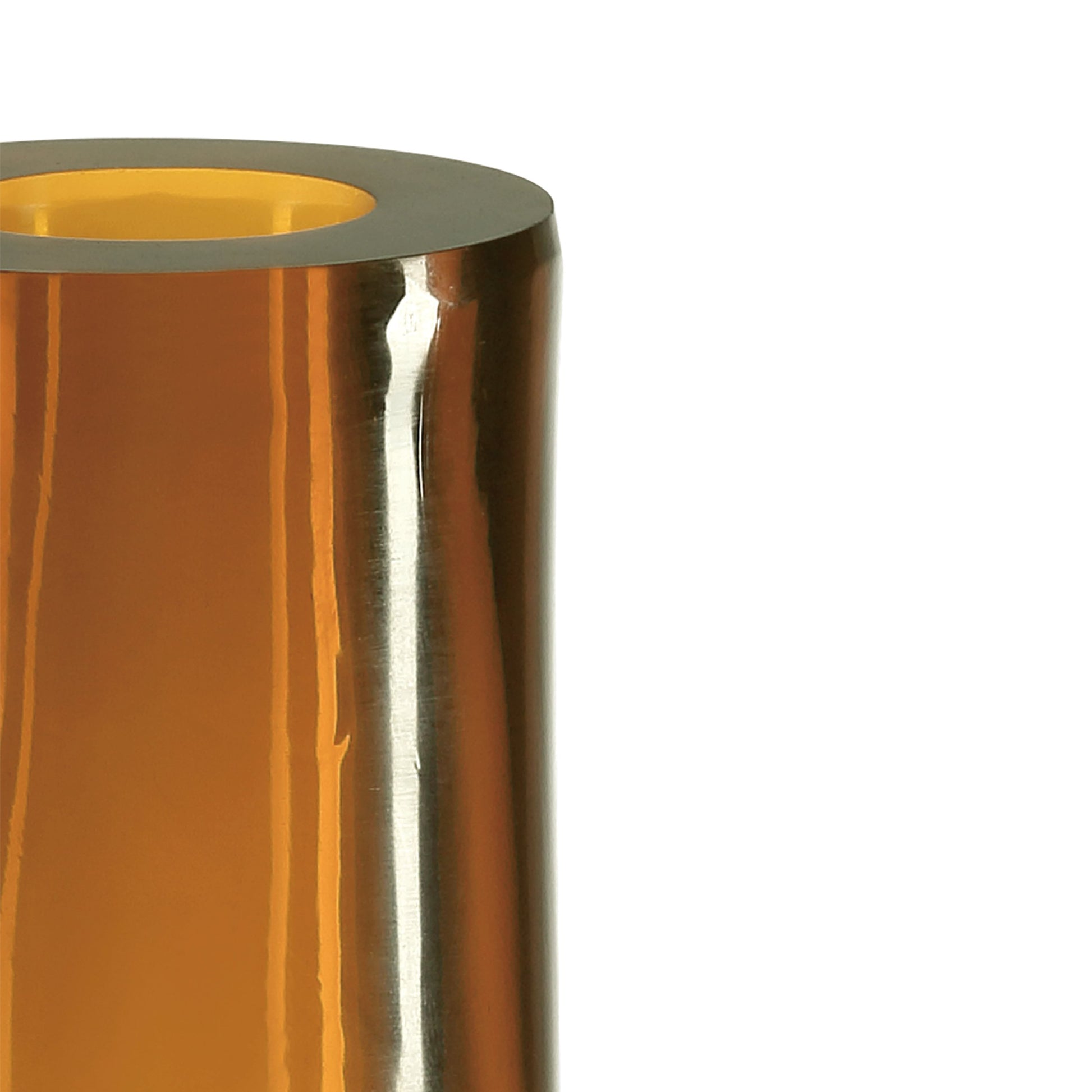 Gold Peking Long Neck Vase by Currey and Company in amber. Made from glass in a modern style.