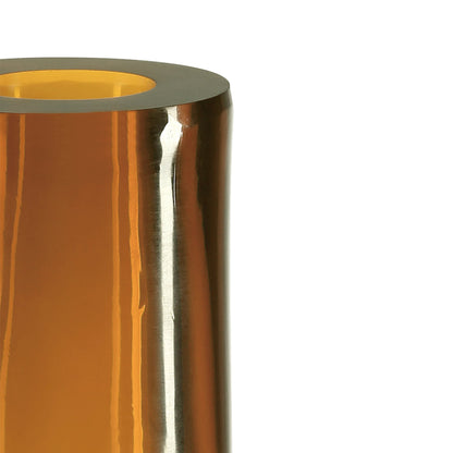 Gold Peking Long Neck Vase by Currey and Company in amber. Made from glass in a modern style.