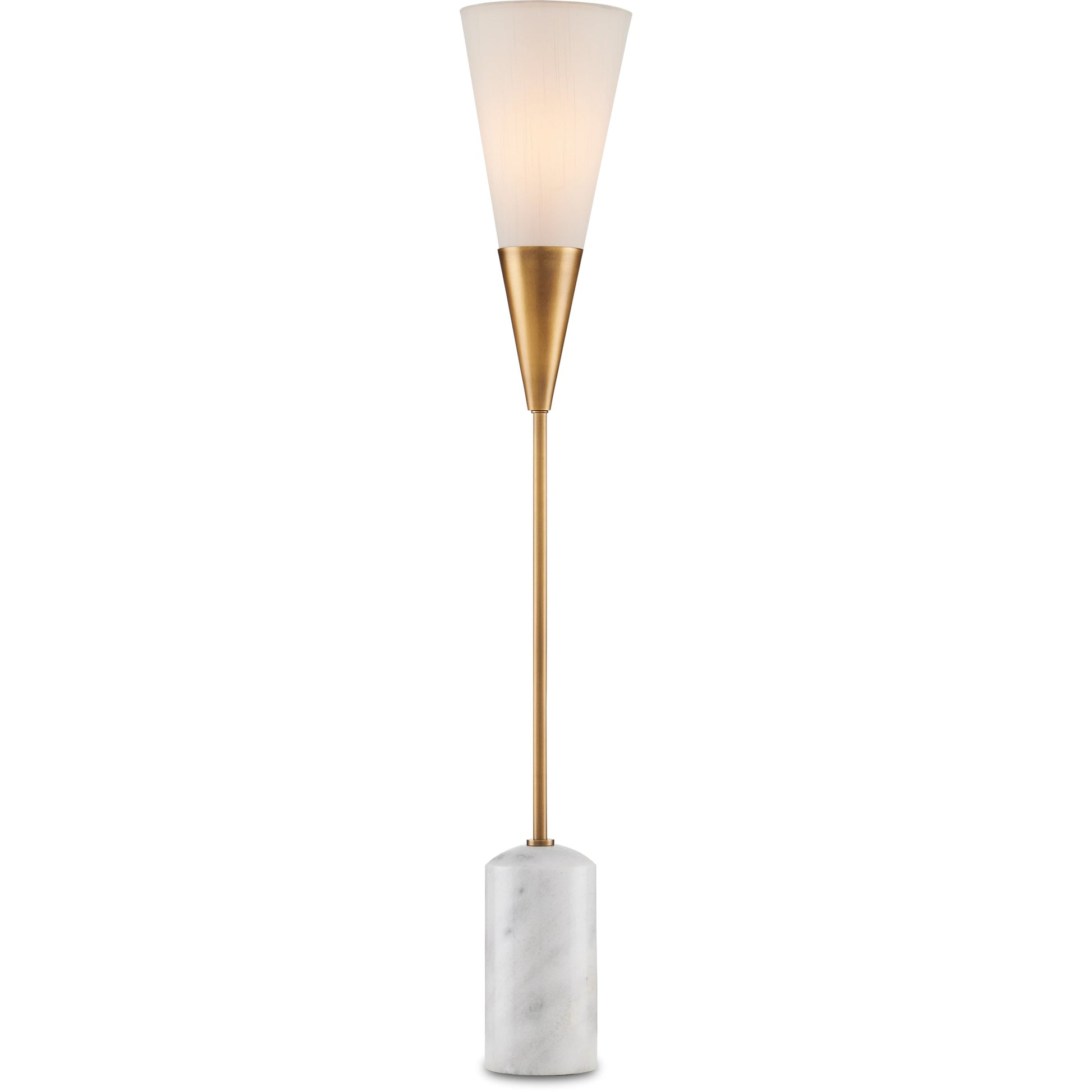 Martini Torchiere Table Lamp by Currey and Company in brushed brass, black. Made from metal, marble in a modern style.
