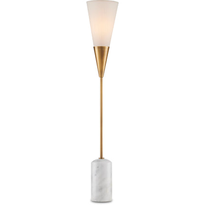 Martini Torchiere Table Lamp by Currey and Company in brushed brass, black. Made from metal, marble in a modern style.