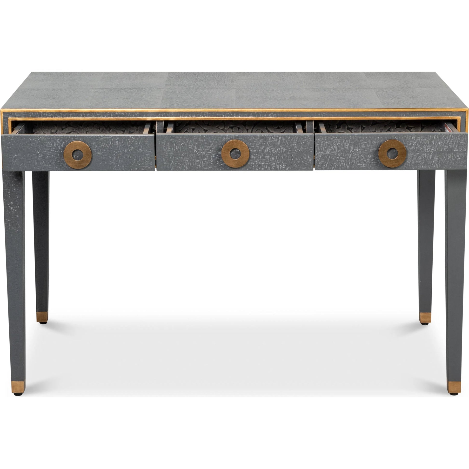 Gabriella Shagreen Desk/Table by Sarreid Ltd.. Made from leather, wood in a eclectic & global style.